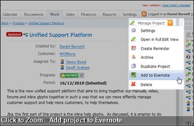 Click to Zoom - Add project to Evernote