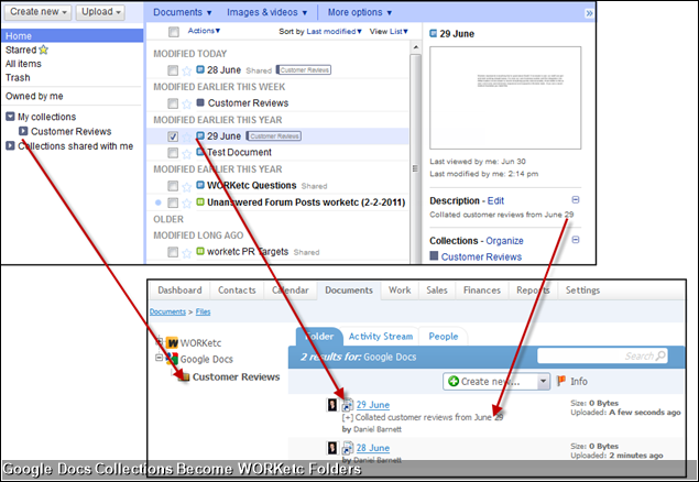 Google Docs Collections Become WORKetc Folders