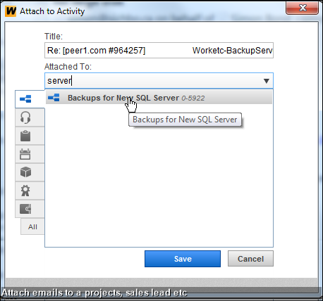 Attach emails to a projects, sales lead etc