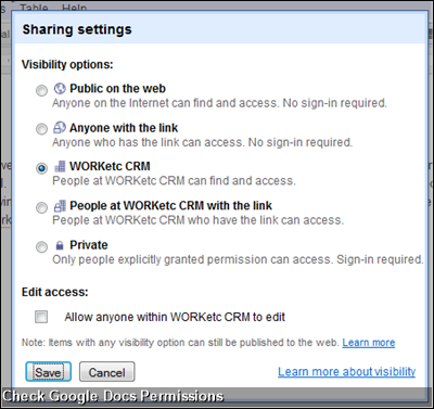 Check Google Docs Permissions