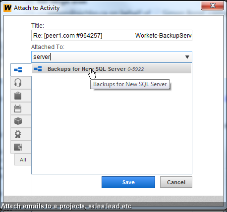 Attach emails to a projects, sales lead etc 