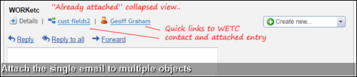 Attach the single email to multiple objects